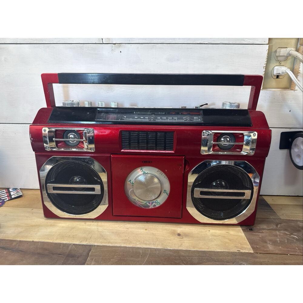 Studebaker Boombox w/CD Player FM Stereo SB2145R 80s Retro Street RED Parts Only